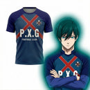 Camisa de Futebol Anime Japonês Blue Lock P.X.G