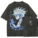 Camiseta Vintage Washed Killua Zoldyck Oversized Hunter X Hunter