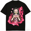 Demon slayer nezuko kamado camiseta de algodão puro