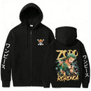 Jaqueta Unissex com Zíper Roronoa Zoro Streetwear Cosplay Anime Cartoon