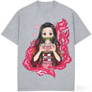 Demon slayer nezuko kamado camiseta de algodão puro
