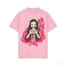 Demon slayer nezuko kamado camiseta de algodão puro