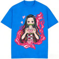 Demon slayer nezuko kamado camiseta de algodão puro