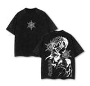 Camiseta Anime Demon Slayer Akaza T-shirt Streetwear Oversized Vintage