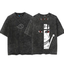 Camiseta Harajuku Streetwear Washed T-Shirt Anime Naruto