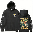 Jaqueta Unissex com Zíper Roronoa Zoro Streetwear Cosplay Anime Cartoon